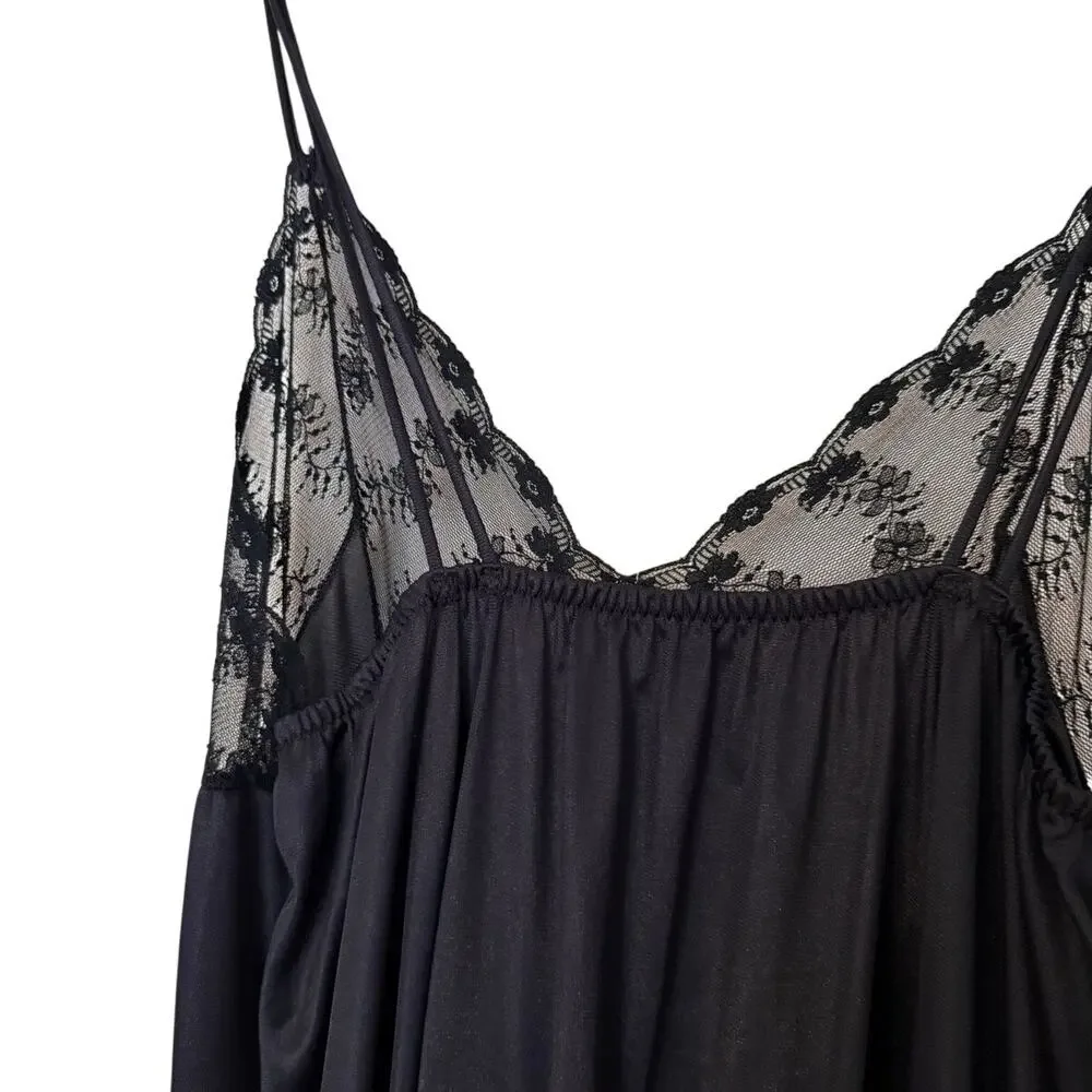 Vintage Navy and Black Lace Slip Chemise - Picture 4 of 5